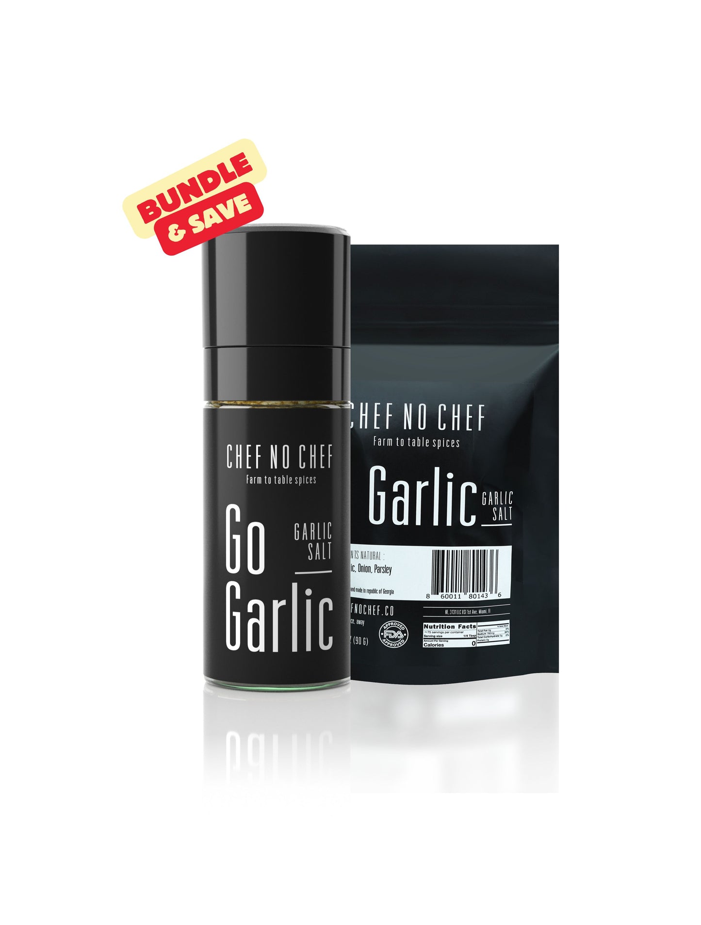 Bundle and Save! The Real Garlic salt! (Grinder 3.17 oz + Refill 3.17 oz)